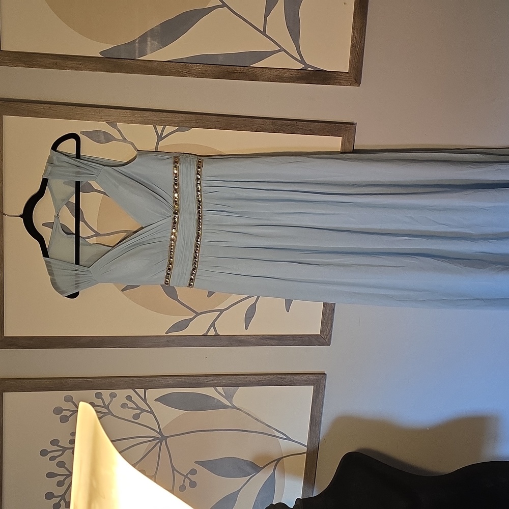 Ever Pretty Light Blue Dress with Gold Detail NWT